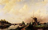 Charles Henri Joseph Leickert A River Landscape painting
